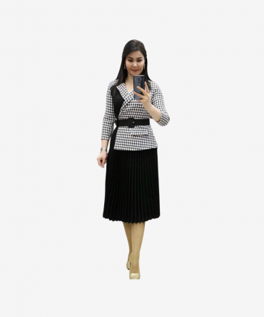 Formal Checkered Black And White Dress