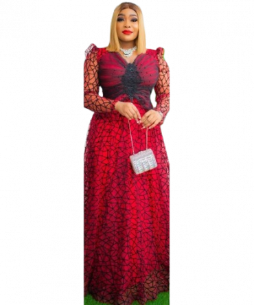 Classy Red And Black Beaded Dress