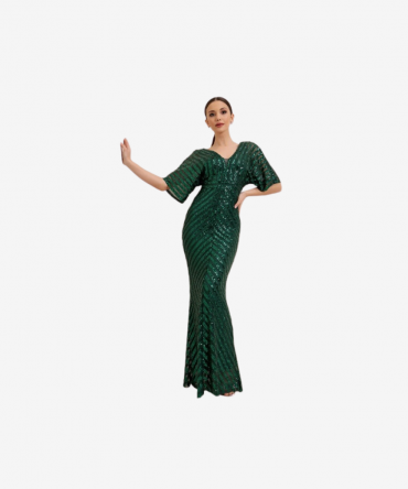 Long green sequin dress