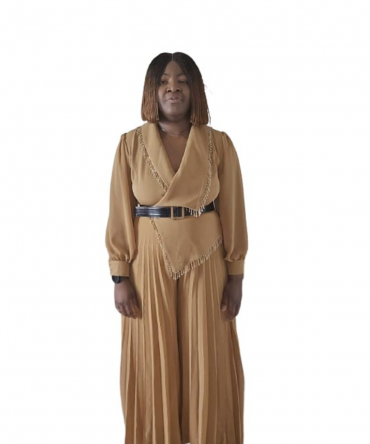 Beige Chic Belted Jumpsuit